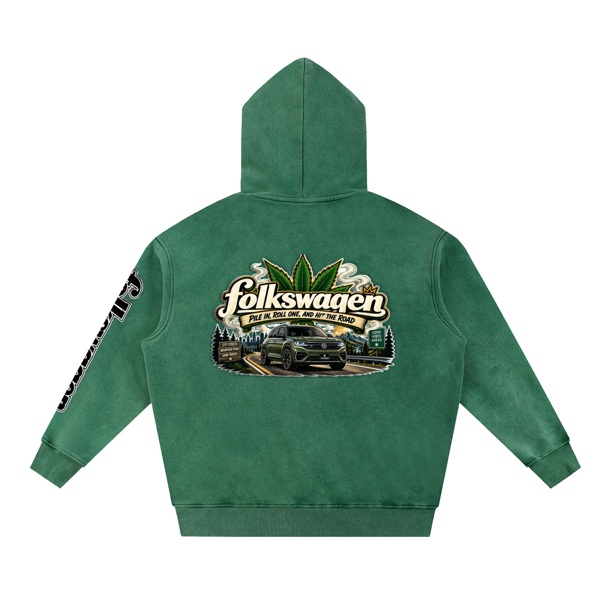 "Road Trip" Snow Wash Fleece Oversize Hoodie