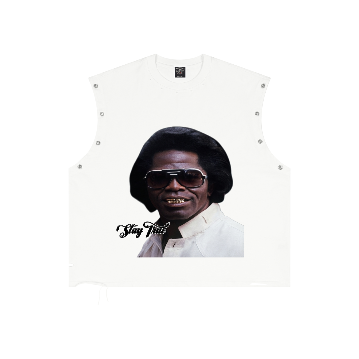 "Godfather of Soul" Distressed Grommet Eyelet Tank Top
