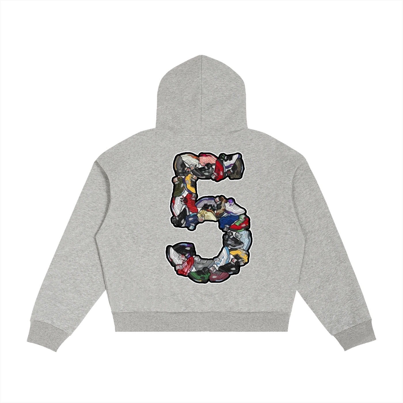 "AJ 5" Contrast Plaid Boxy Zip Hoodie
