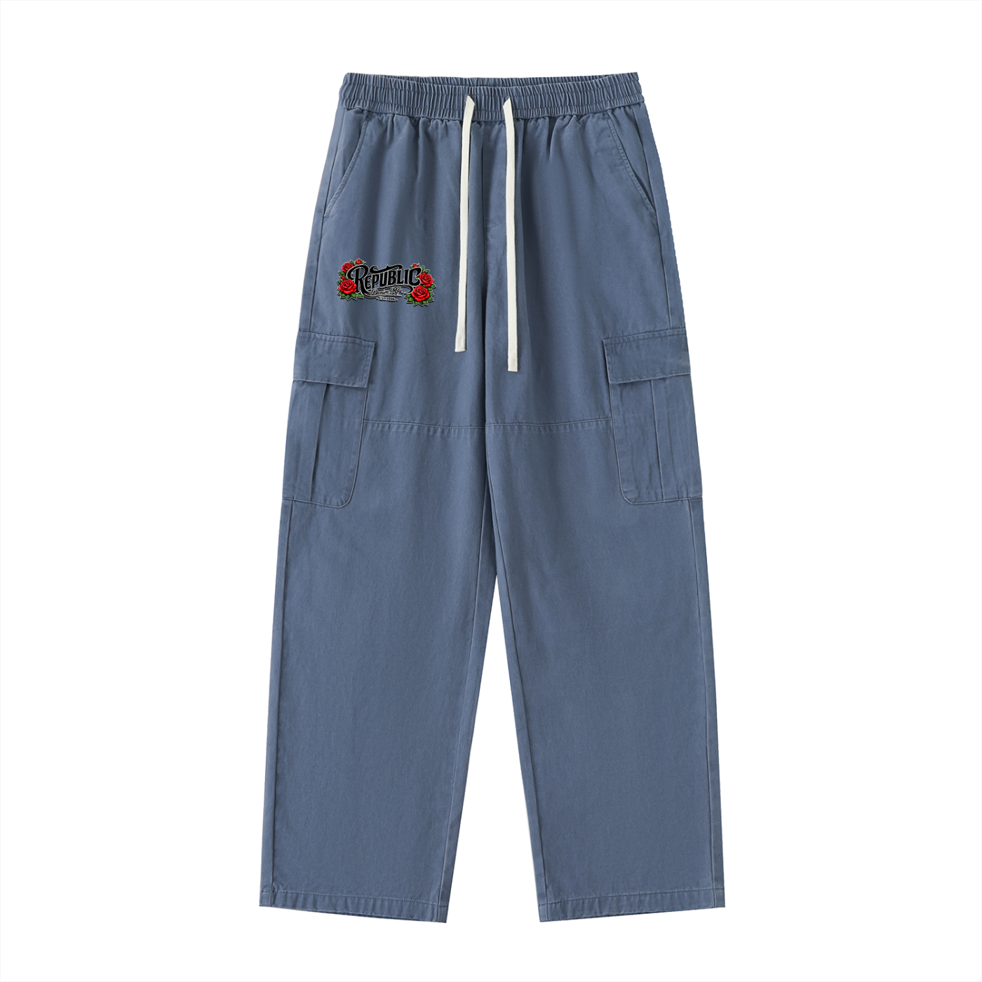 "War of the Roses" Men's Drawstring Waist Straight-Leg Cargo Pants