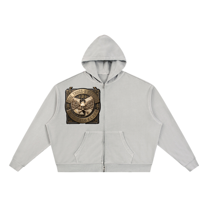 PYN™ "The Final Chamber" Legacy Vintage Wash Full Zip Boxy Hoodie