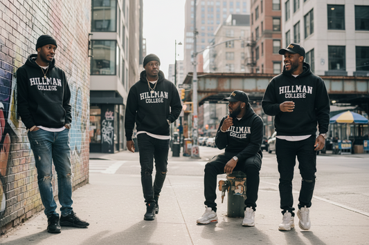 "Hillman College" Relaxed Fit Hoodie