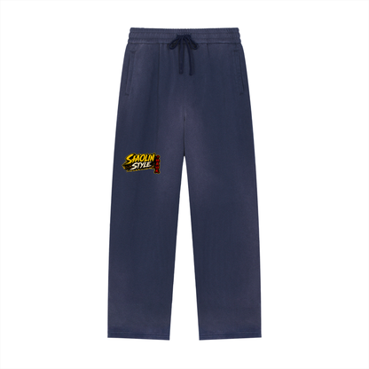 PYN™ "Shaolin Style" Sun Fade Raw Edge Straight-Leg Sweatpants
