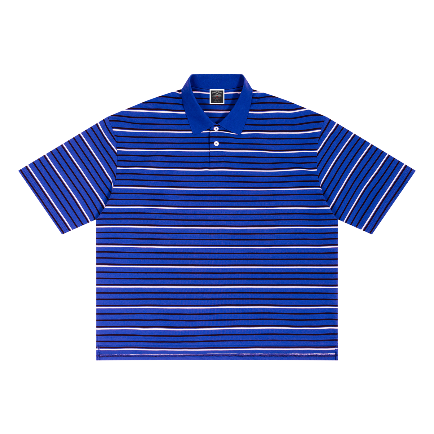 "Varsity Club" Striped Boxy Collared Polo Shirt