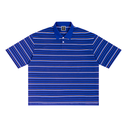 "Varsity Club" Striped Boxy Collared Polo Shirt