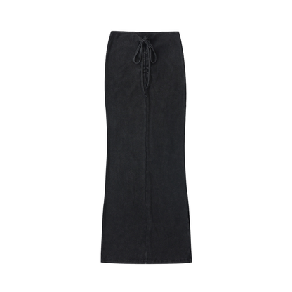 Women's Dyed Washed Drawstring Maxi Skirt