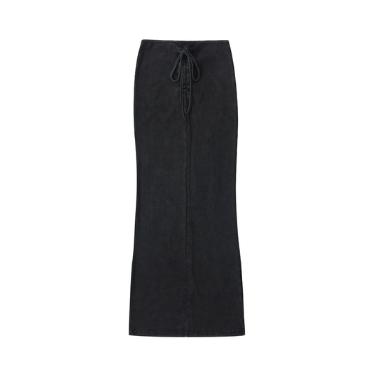 Women's Dyed Washed Drawstring Maxi Skirt