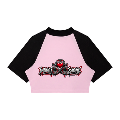 Infinity Sione™ "Heartbeatz" Color Block Raglan Crop T-Shirt
