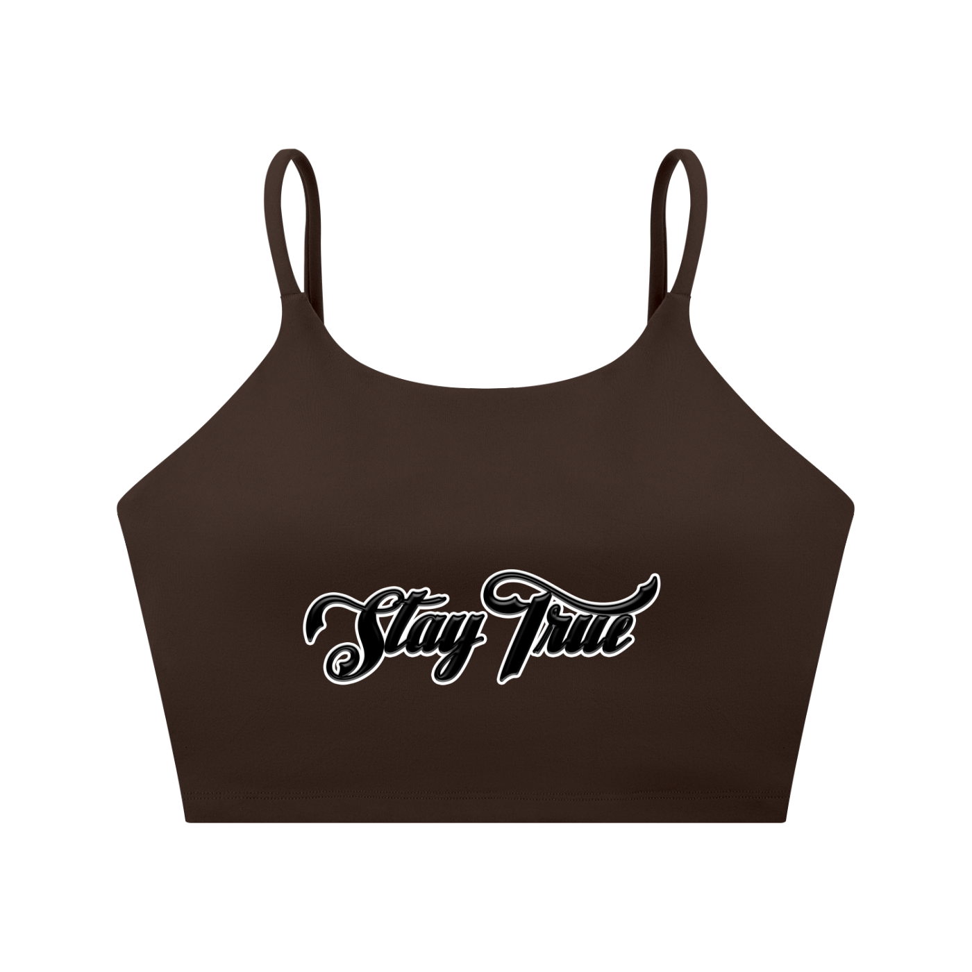 "STAY TRUE" Spaghetti Strap Yoga Sports Bra