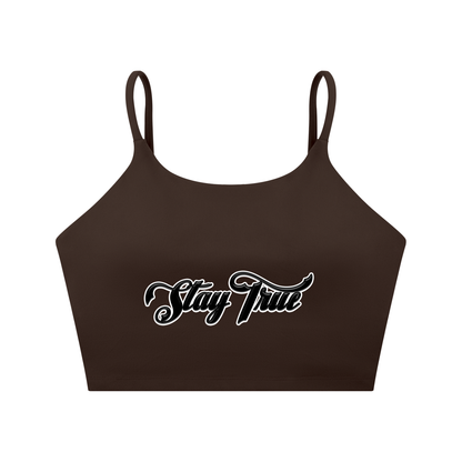 "STAY TRUE" Spaghetti Strap Yoga Sports Bra