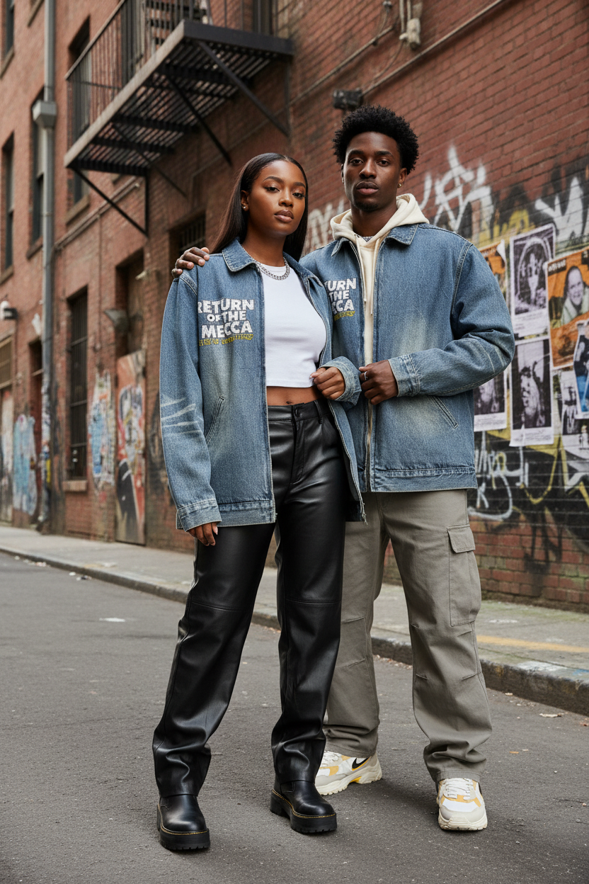 "Return to Mecca" Vintage Wash Zip Up Denim Jacket