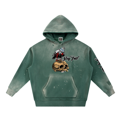 Brooklyn Zoo™ "Filthy Pigeon" Vintage Washed Frayed Fleece Hoodie