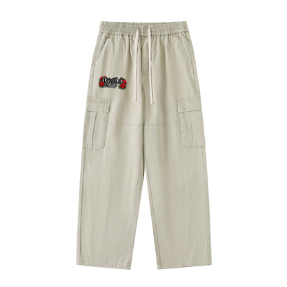 "War of the Roses" Men's Drawstring Waist Straight-Leg Cargo Pants