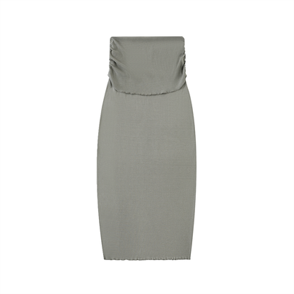 Women's Dyed Washed Straight Hip-Hugging Slim Maxi Skirt