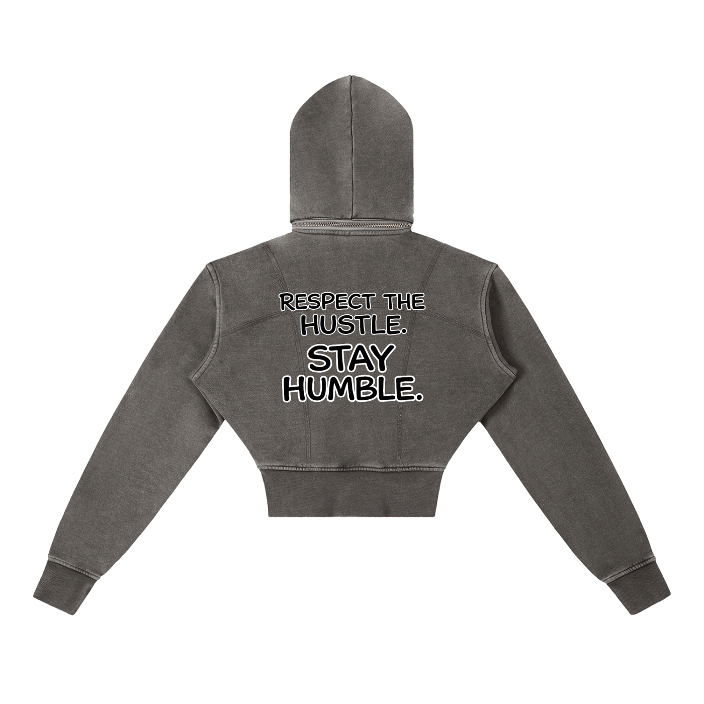 "STAY TRUE" Vintage Washed Cropped Fleece Hoodie