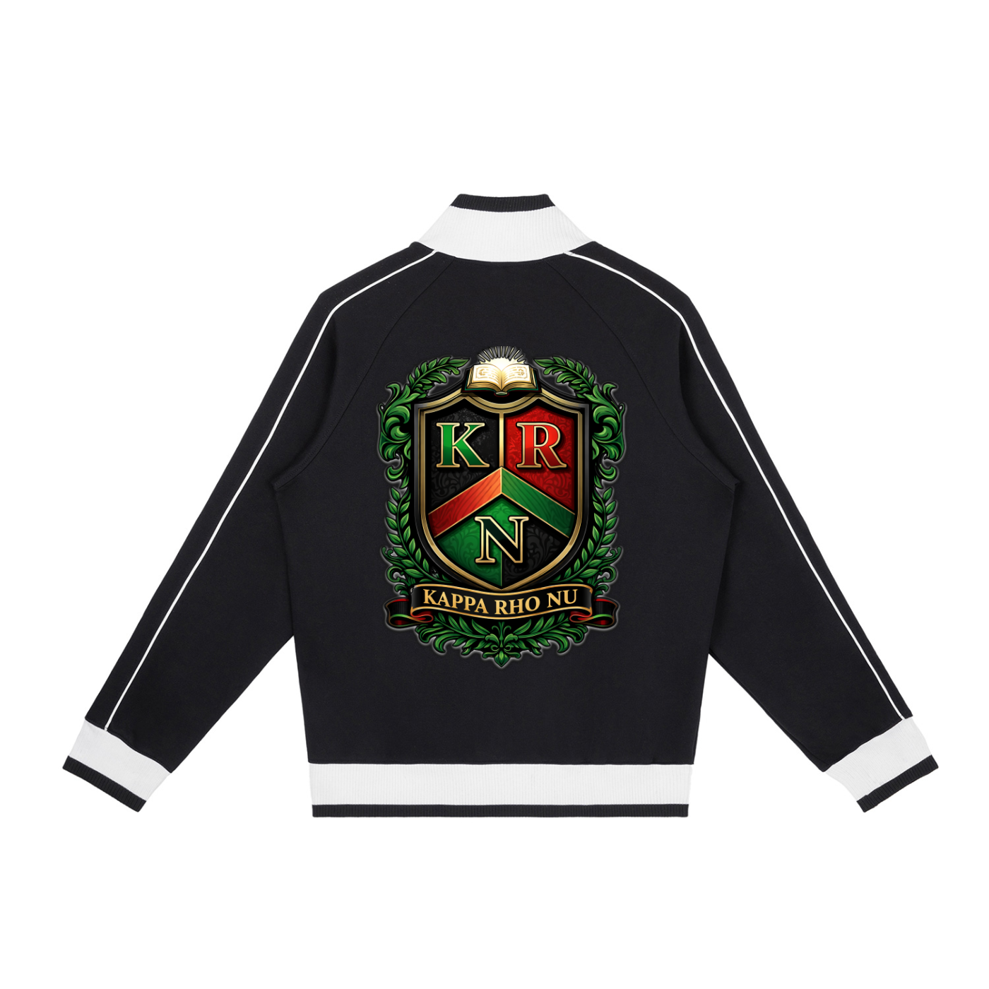 “Kappa Rho Nu” Color Block Raglan Sleeve Zip Track Jacket