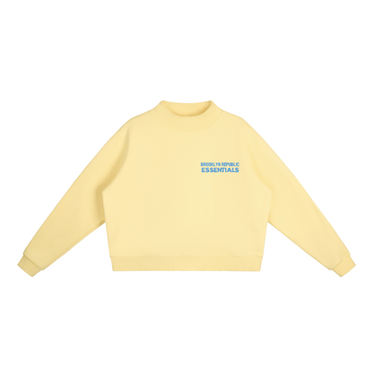 Brooklyn Republic Essentials™ Embroidered Fleece Mock-Neck Crew Sweatshirt