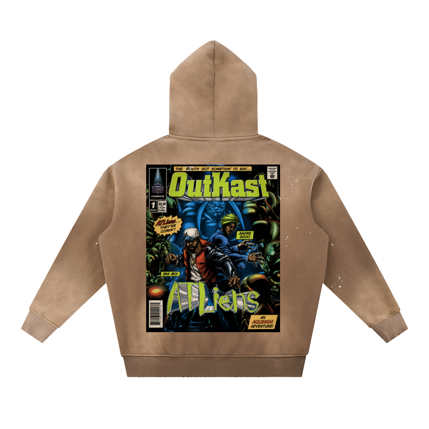 "ATLiens" Vintage Washed Frayed Fleece Hoodie