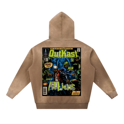 "ATLiens" Vintage Washed Frayed Fleece Hoodie