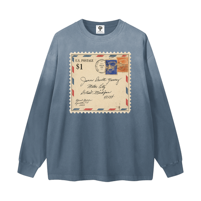 "Dear James" Gradient Washed Long Sleeve T-Shirt