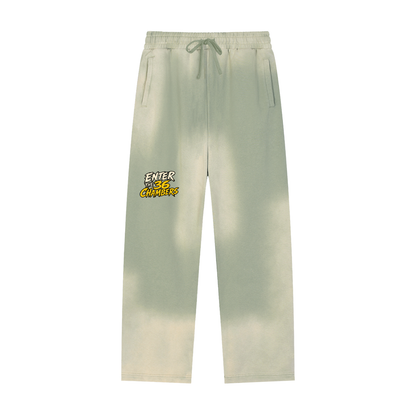 PYN™ "Enter the 36 Chambers" Sun Fade Raw Edge Straight-Leg Sweatpants