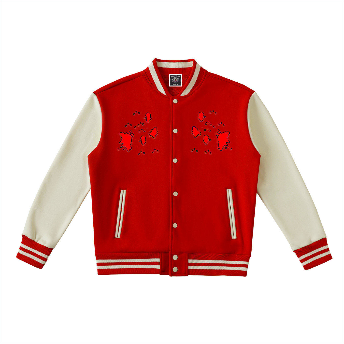 "Blood Rain" Two-Tone Fleeced Varsity Jacket