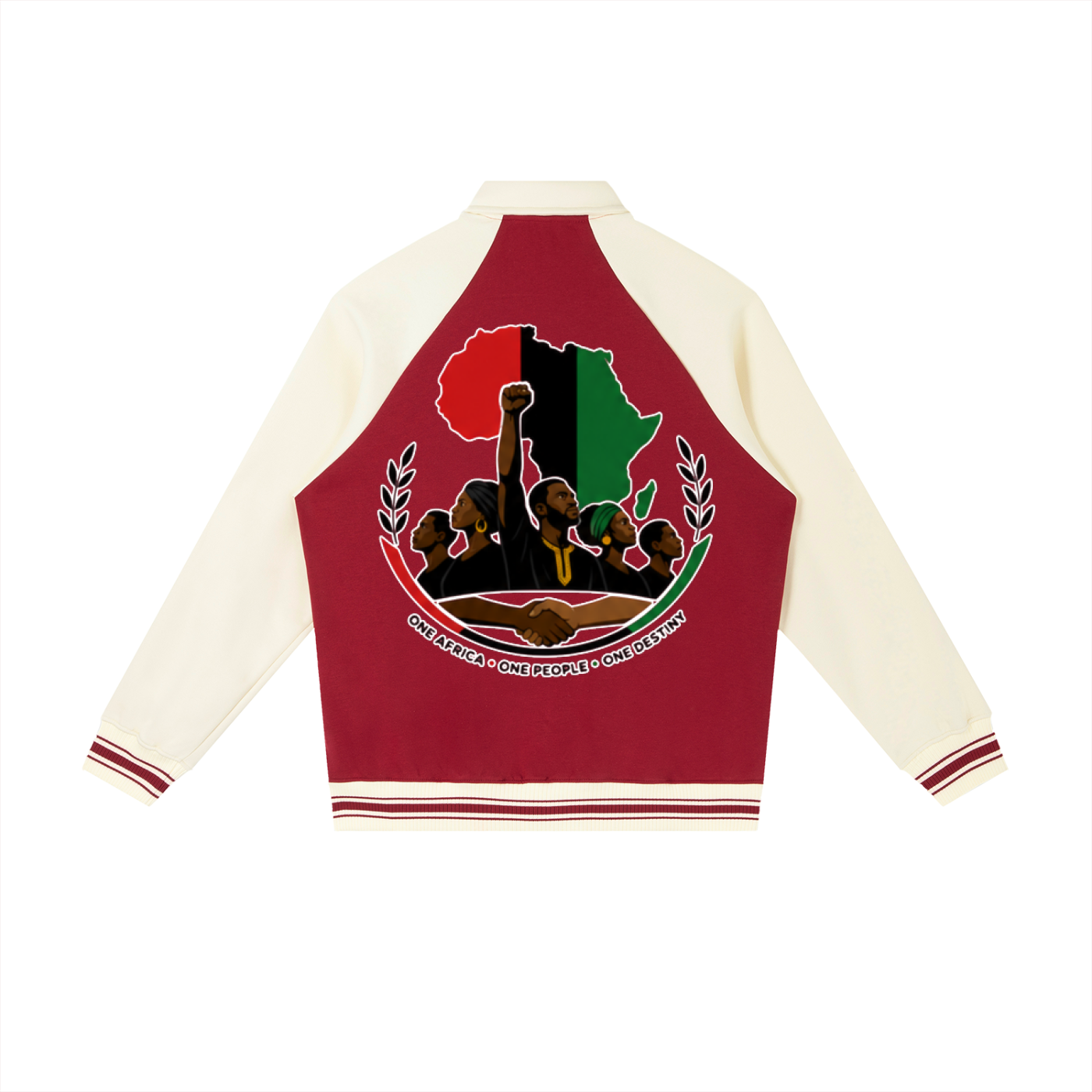 "One Blood" Raglan Sleeve Baseball Jacket