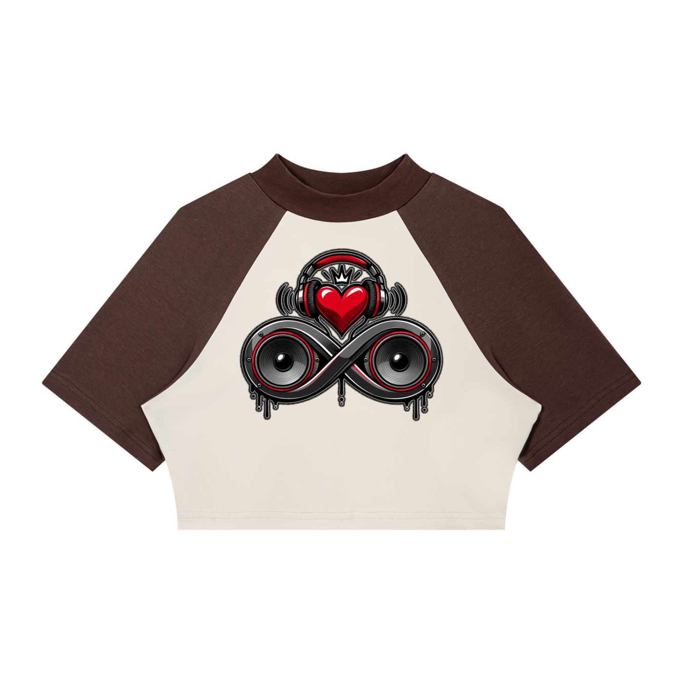 Infinity Sione™ "Heartbeatz" Color Block Raglan Crop T-Shirt