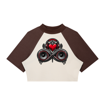 Infinity Sione™ "Heartbeatz" Color Block Raglan Crop T-Shirt