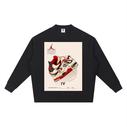 "AJ 4 BRED" Knitted Round Neck Oversize Sweatshirt