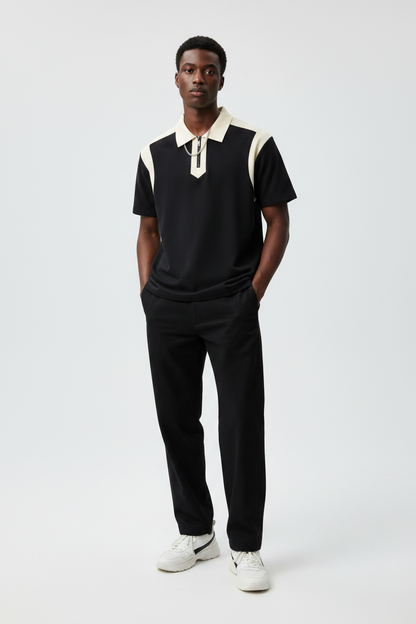 Brooklyn Republic Essentials™  Color Block Quarter Zip Polo Shirt