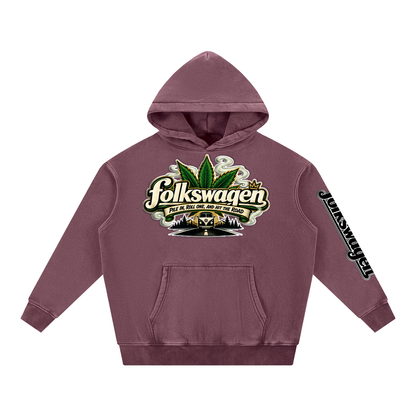 "Folkswagen" Snow Wash Fleece Oversize Hoodie