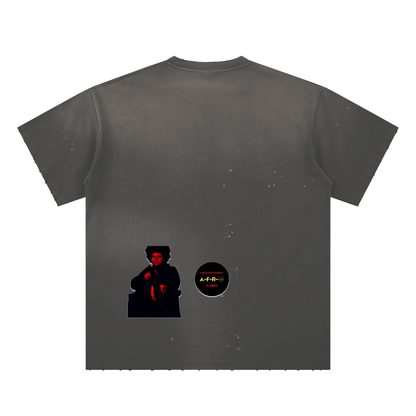 "Blood Rain" Hand-Frayed Sunfade Paint Splatter T-Shirt