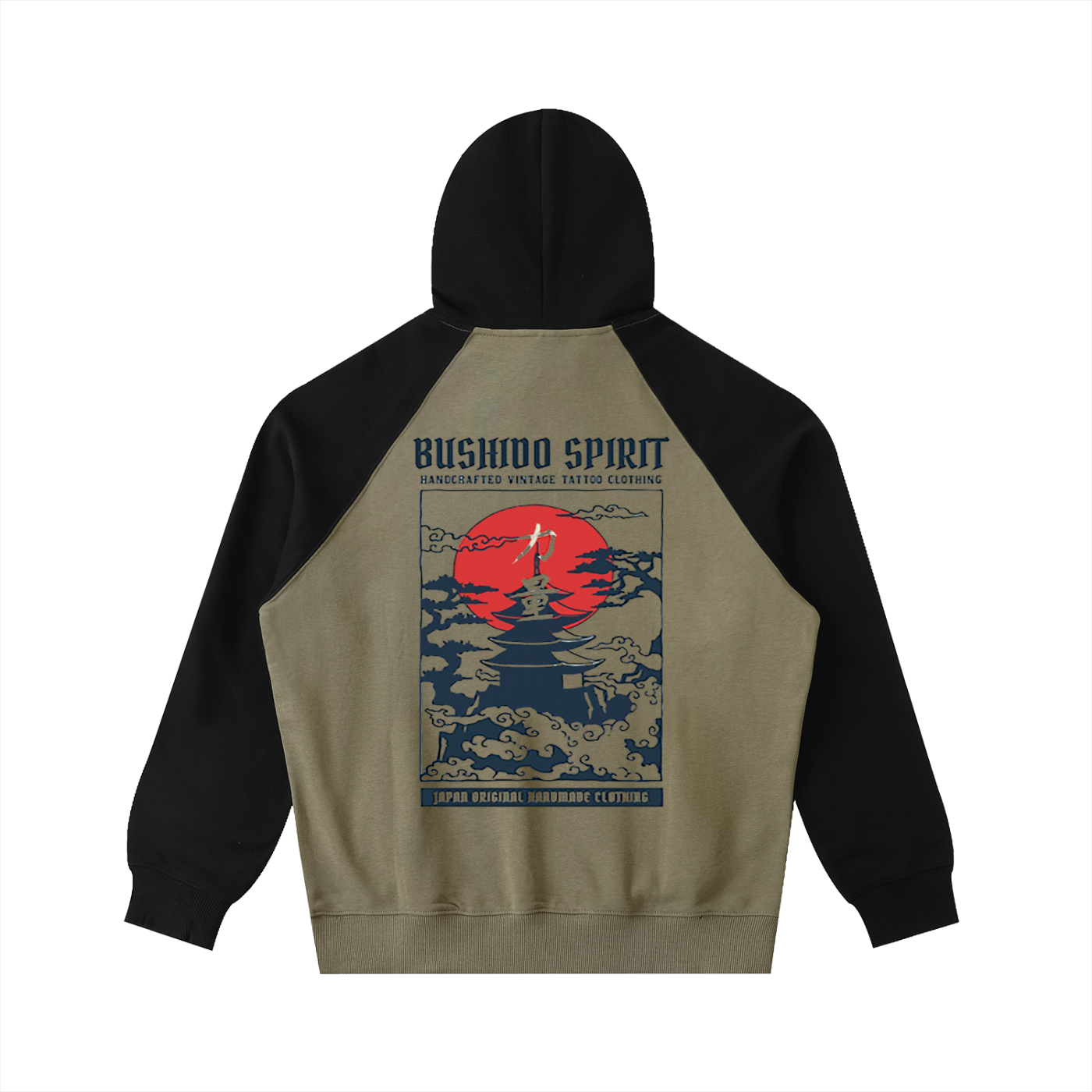 "Bushido" Color-Block Raglan Sleeve Hoodie