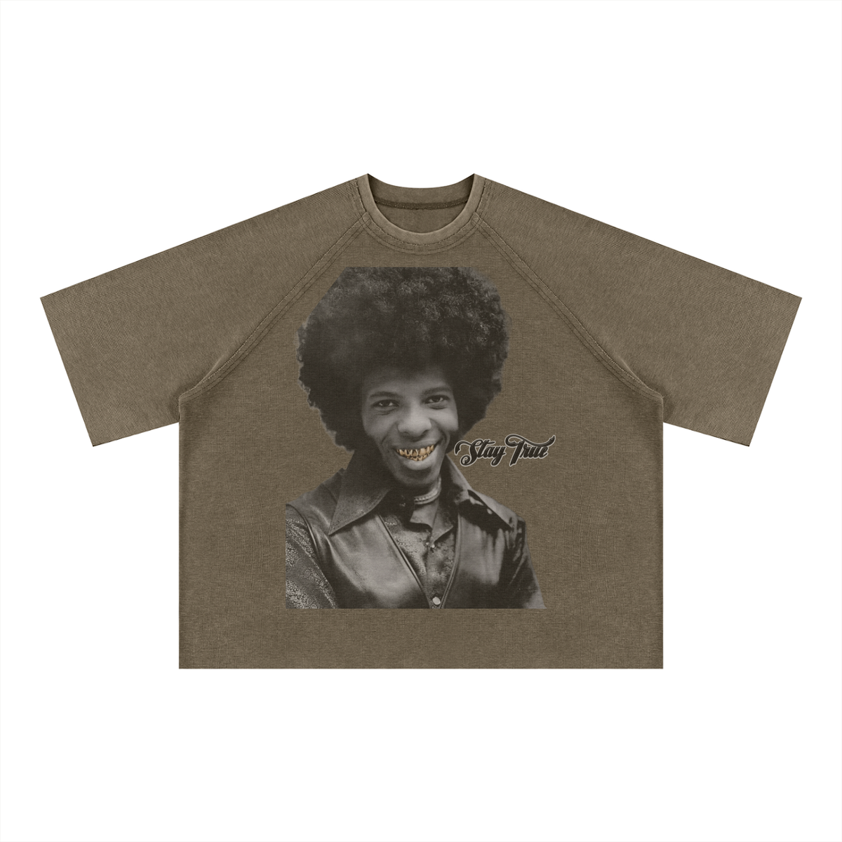 "Sly Stone" Mineral Wash Boxy Waffle T-Shirt