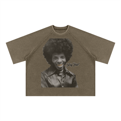 "Sly Stone" Mineral Wash Boxy Waffle T-Shirt