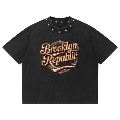 Essential Washed Box-cut Studded T-Shirt