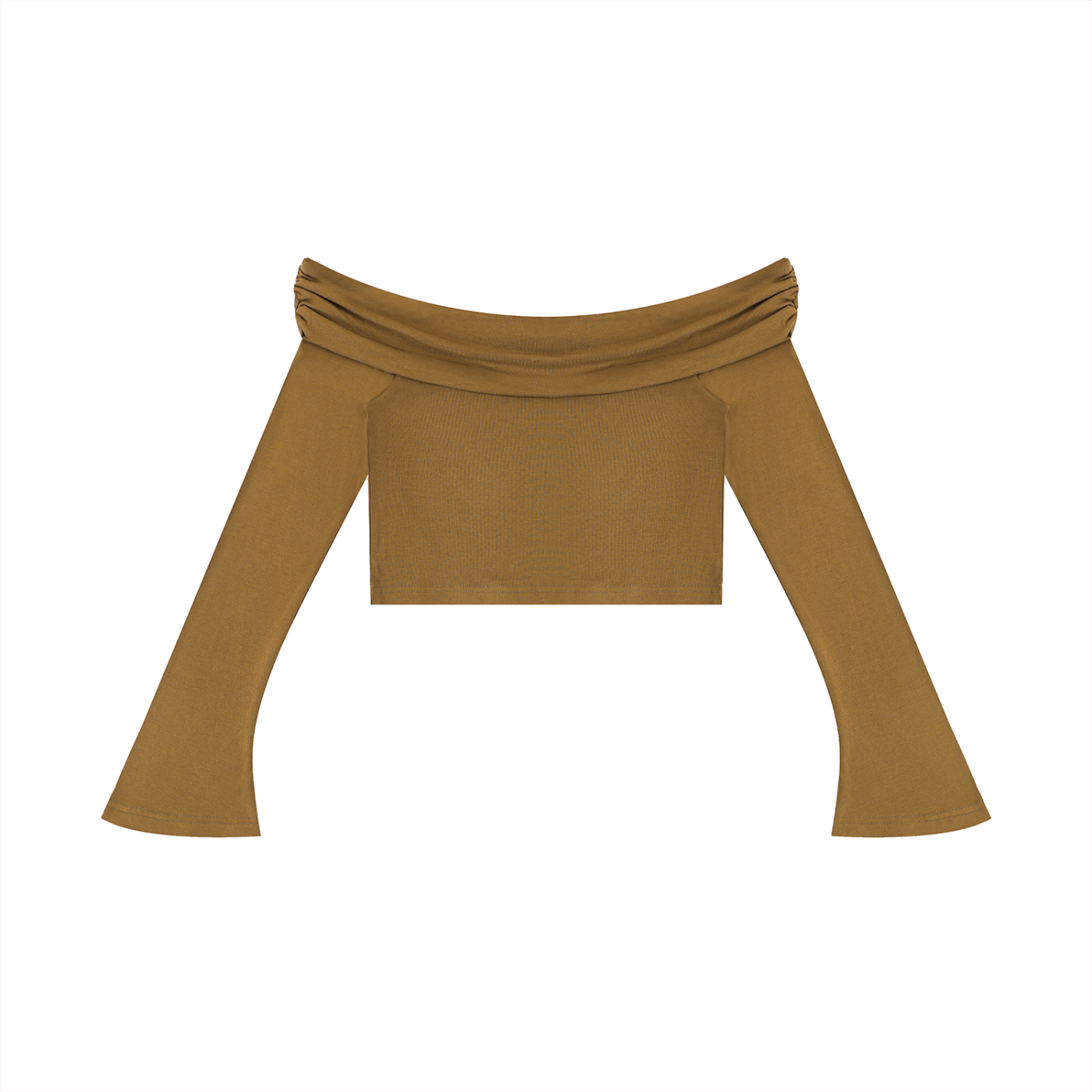 "Brooklyn Republic Essentials" Women's Off-the-Shoulder Bell Sleeve Crop