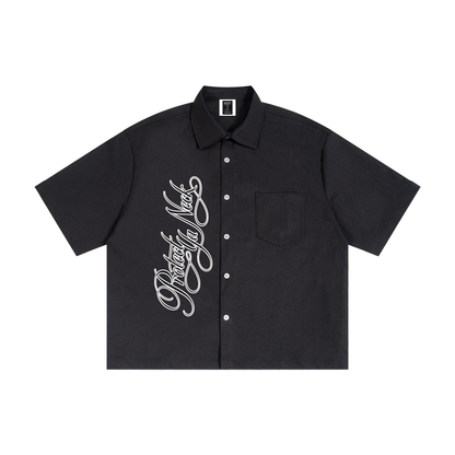 PYN™ X BKRP™ "PYN Official" Boxy Heavyweight Short Sleeve Button-Up