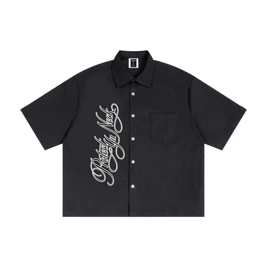 PYN™ X BKRP™ "PYN Official" Boxy Heavyweight Short Sleeve Button-Up
