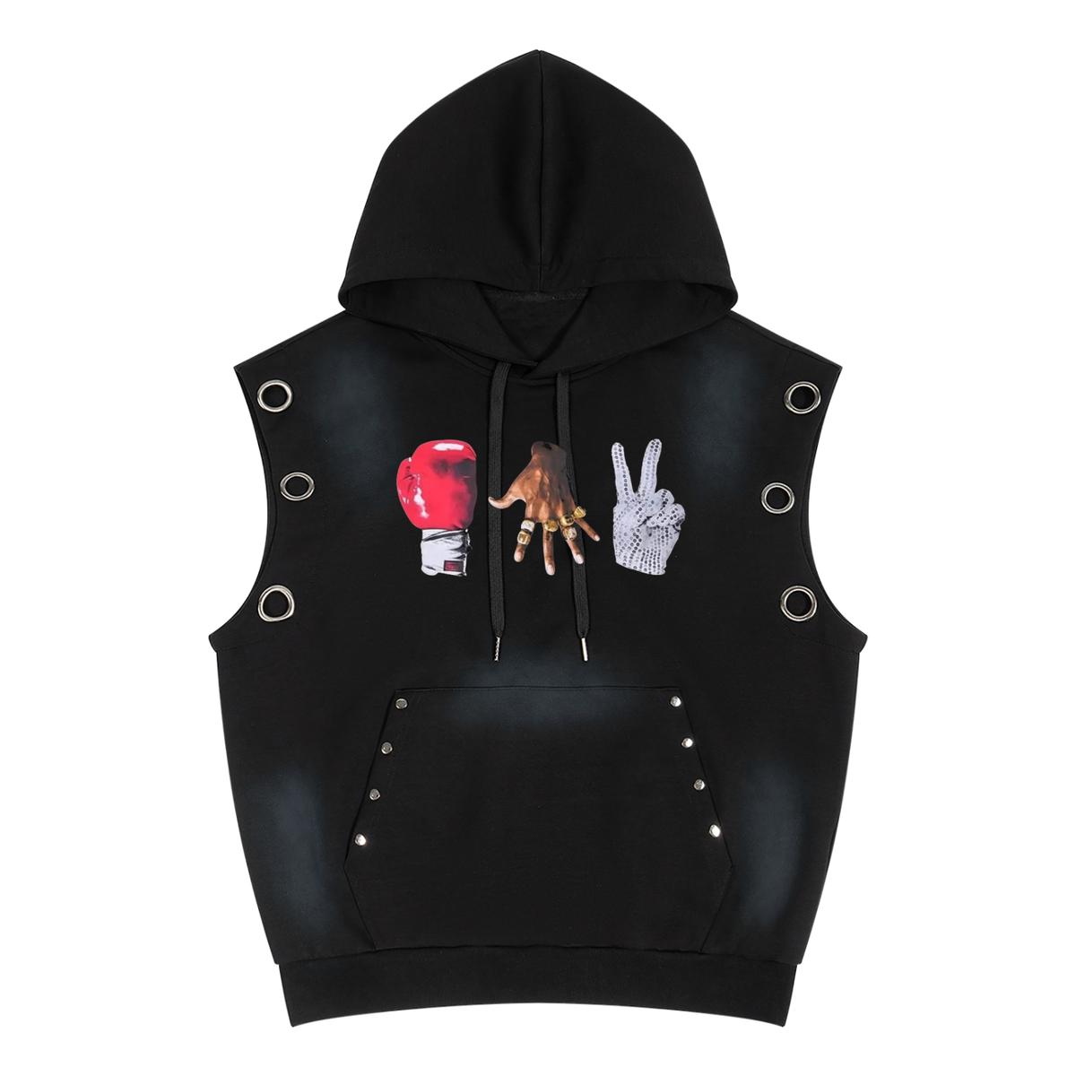 "MICHAEL" Vintage Wash Sun Fade Sleeveless Hoodie
