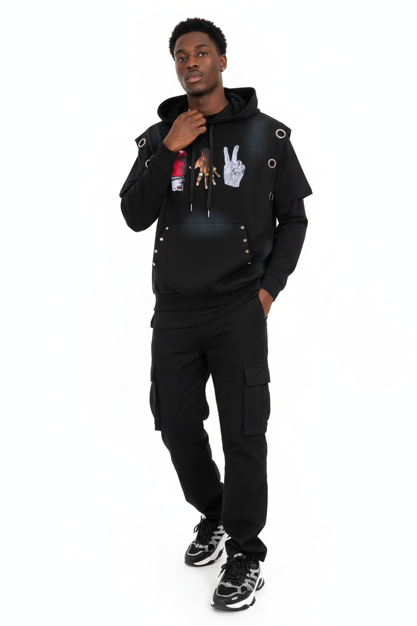"MICHAEL" Vintage Wash Sun Fade Sleeveless Hoodie