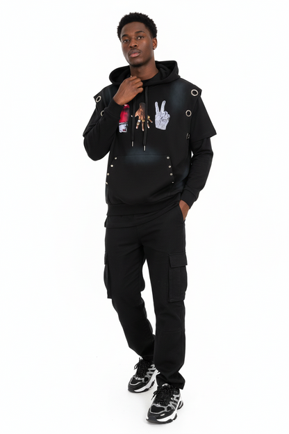 "MICHAEL" Vintage Wash Sun Fade Sleeveless Hoodie
