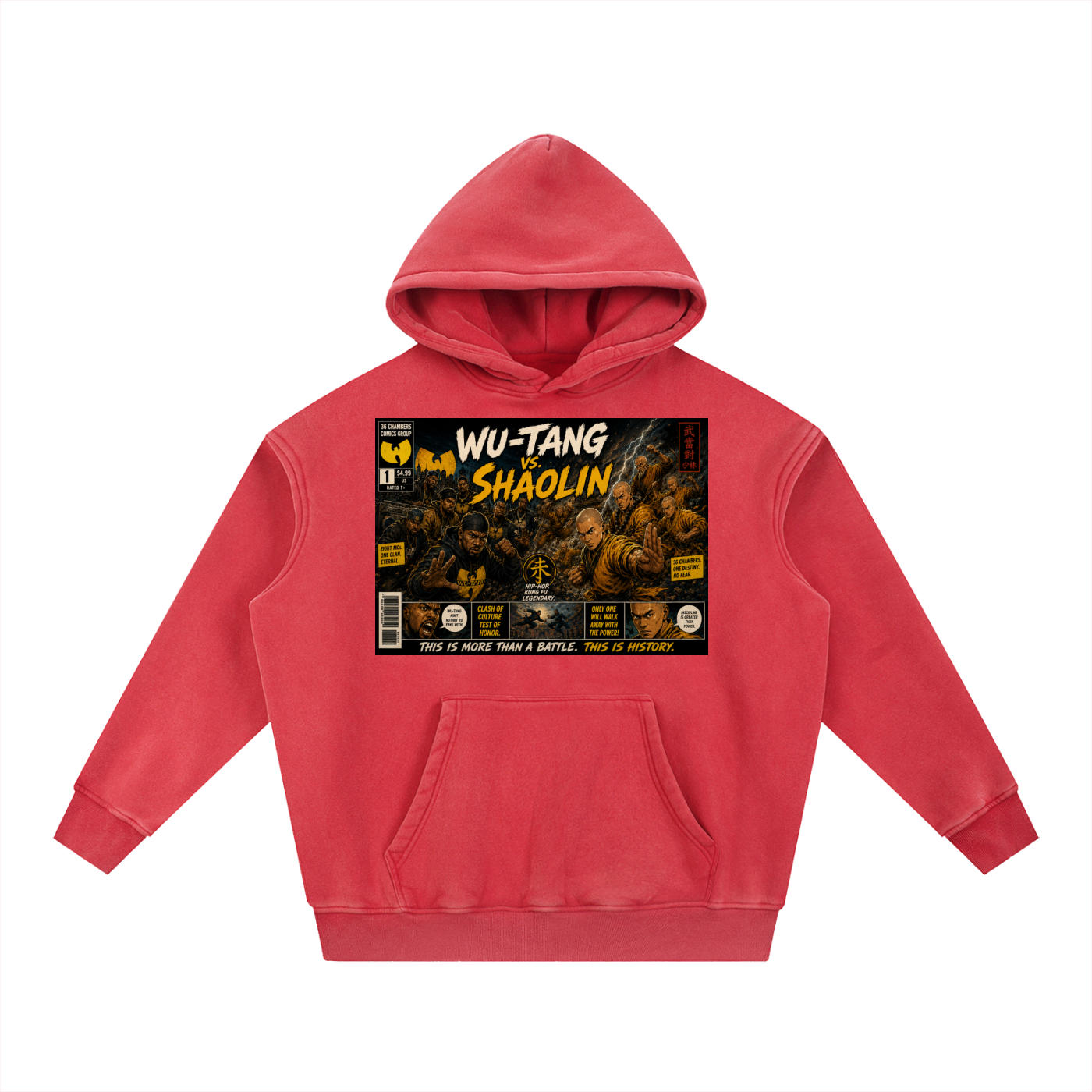 PYN™x BKRP™ "Wu-Tang vs. Shaolin" Snow Wash Fleece Oversize Hoodie