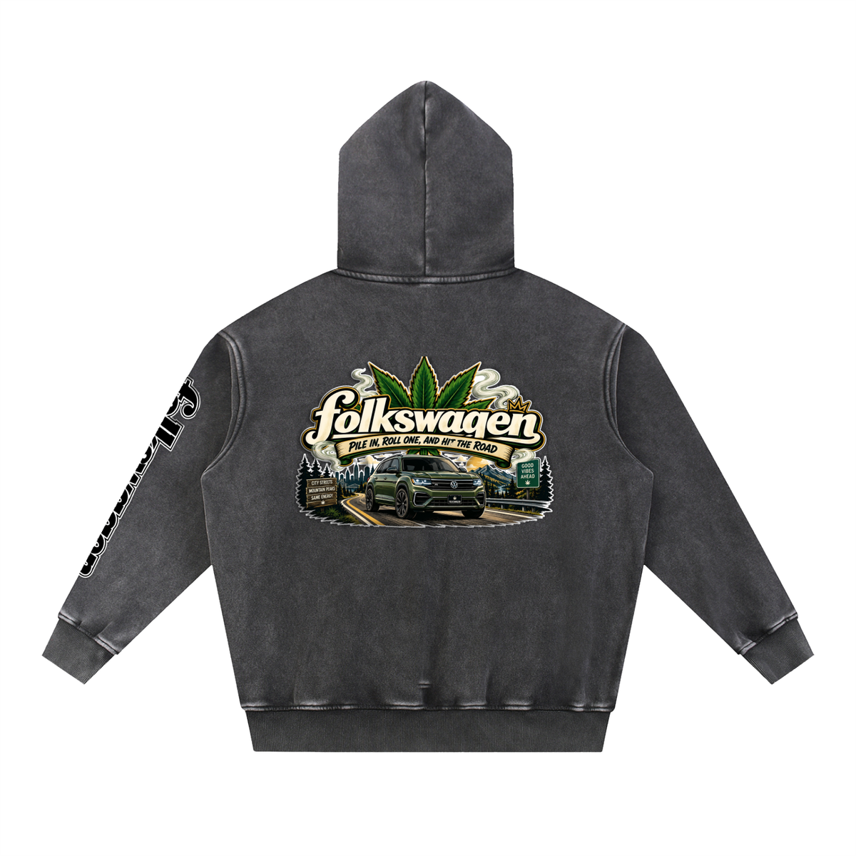 "Road Trip" Snow Wash Fleece Oversize Hoodie