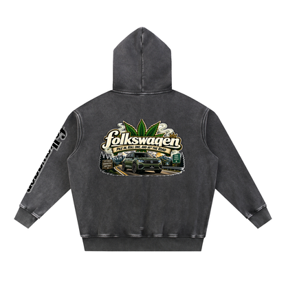 "Road Trip" Snow Wash Fleece Oversize Hoodie