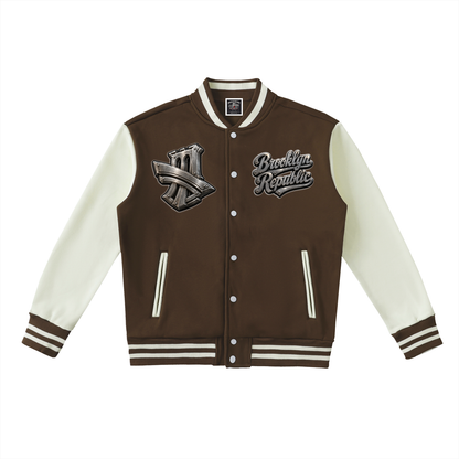 "Brooklyn University" Two-Tone Fleeced Varsity Jacket