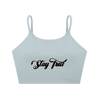 "STAY TRUE" Spaghetti Strap Yoga Sports Bra