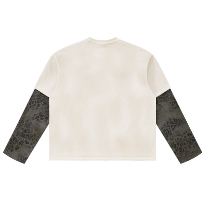 Brooklyn Zoo™ "Ed Hard-ly" Vintage Wash Leopard Paneled Layer T-Shirt