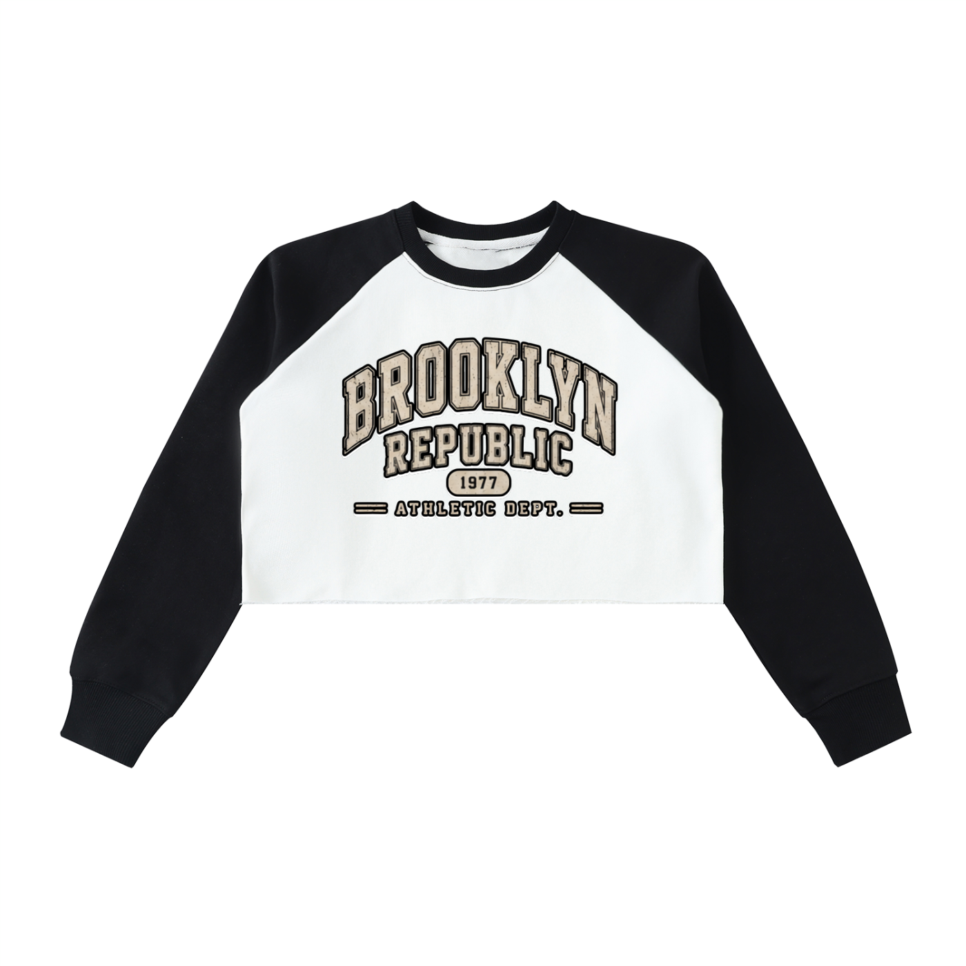 "Brooklyn Republic Essentials"  Raw-Hem Raglan Crop Sweatshirt
